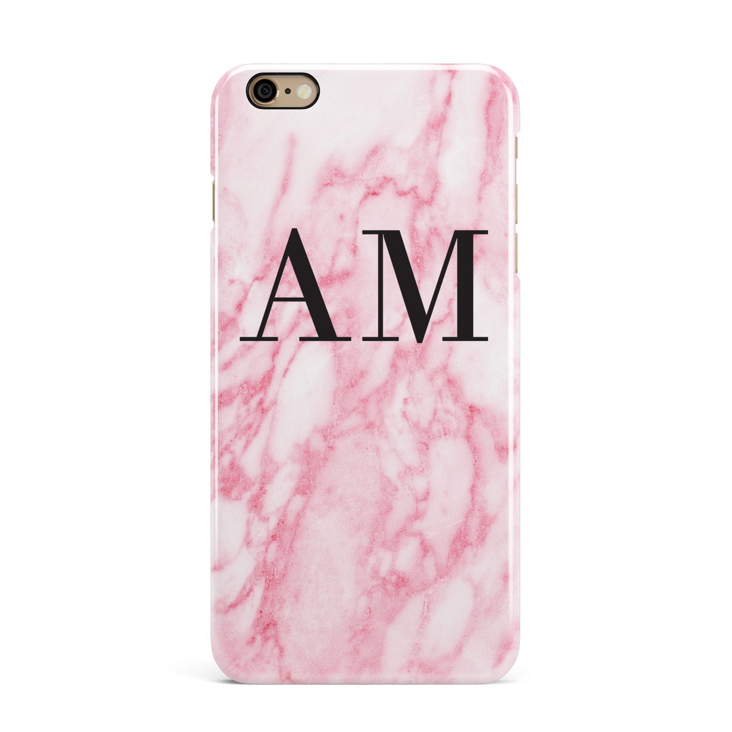 Personalised Pink Marble Monogrammed iPhone 6 Plus 3D Snap Case on Gold Phone
