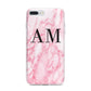 Personalised Pink Marble Monogrammed iPhone 7 Plus Bumper Case on Silver iPhone