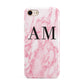 Personalised Pink Marble Monogrammed iPhone 8 3D Tough Case on Gold Phone