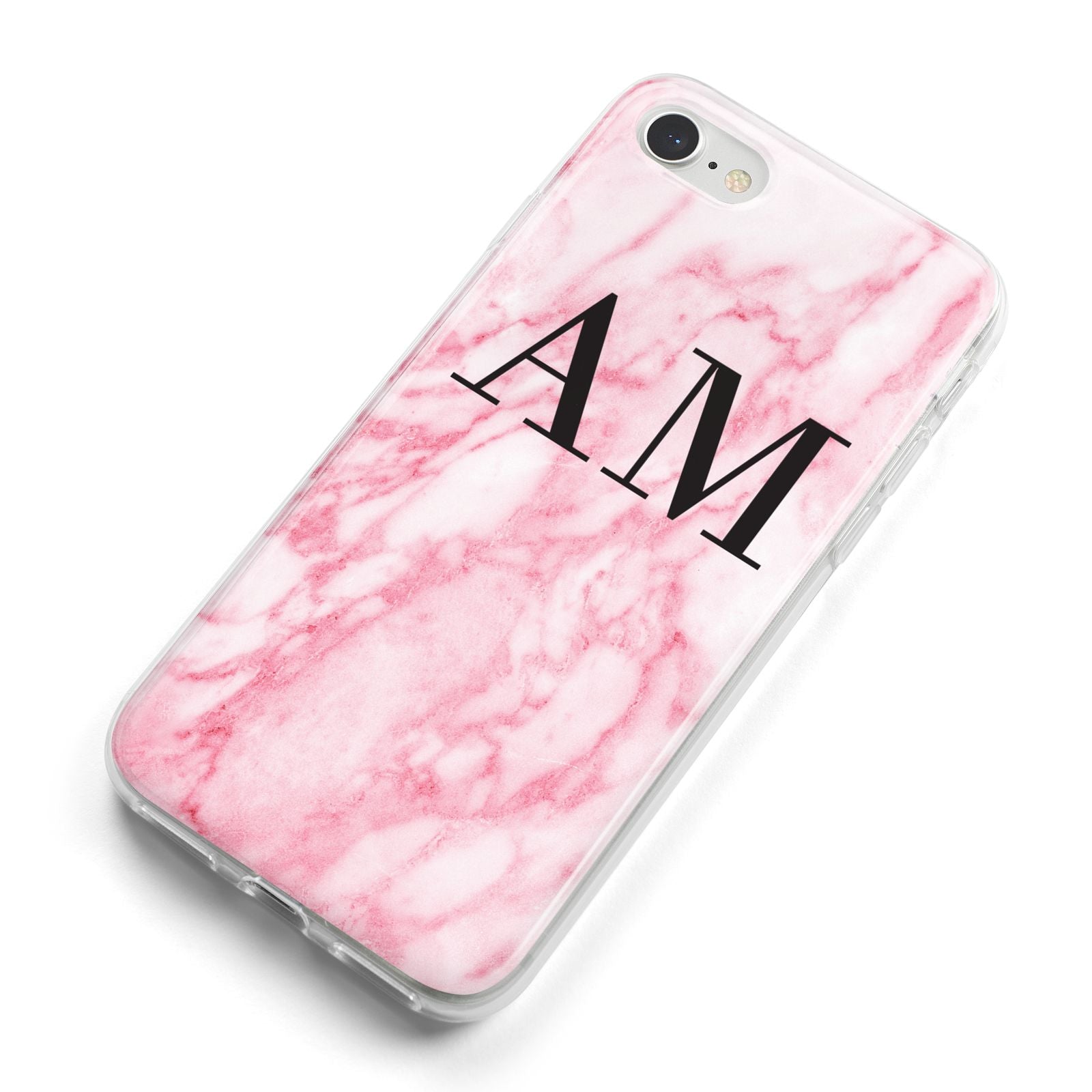 Personalised Pink Marble Monogrammed iPhone 8 Bumper Case on Silver iPhone Alternative Image