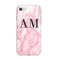 Personalised Pink Marble Monogrammed iPhone 8 Bumper Case on Silver iPhone