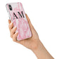 Personalised Pink Marble Monogrammed iPhone X Bumper Case on Silver iPhone Alternative Image 2