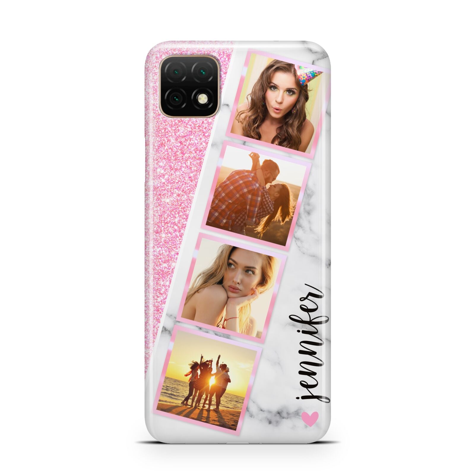 Personalised Pink Marble Photo Strip Huawei Enjoy 20 Phone Case