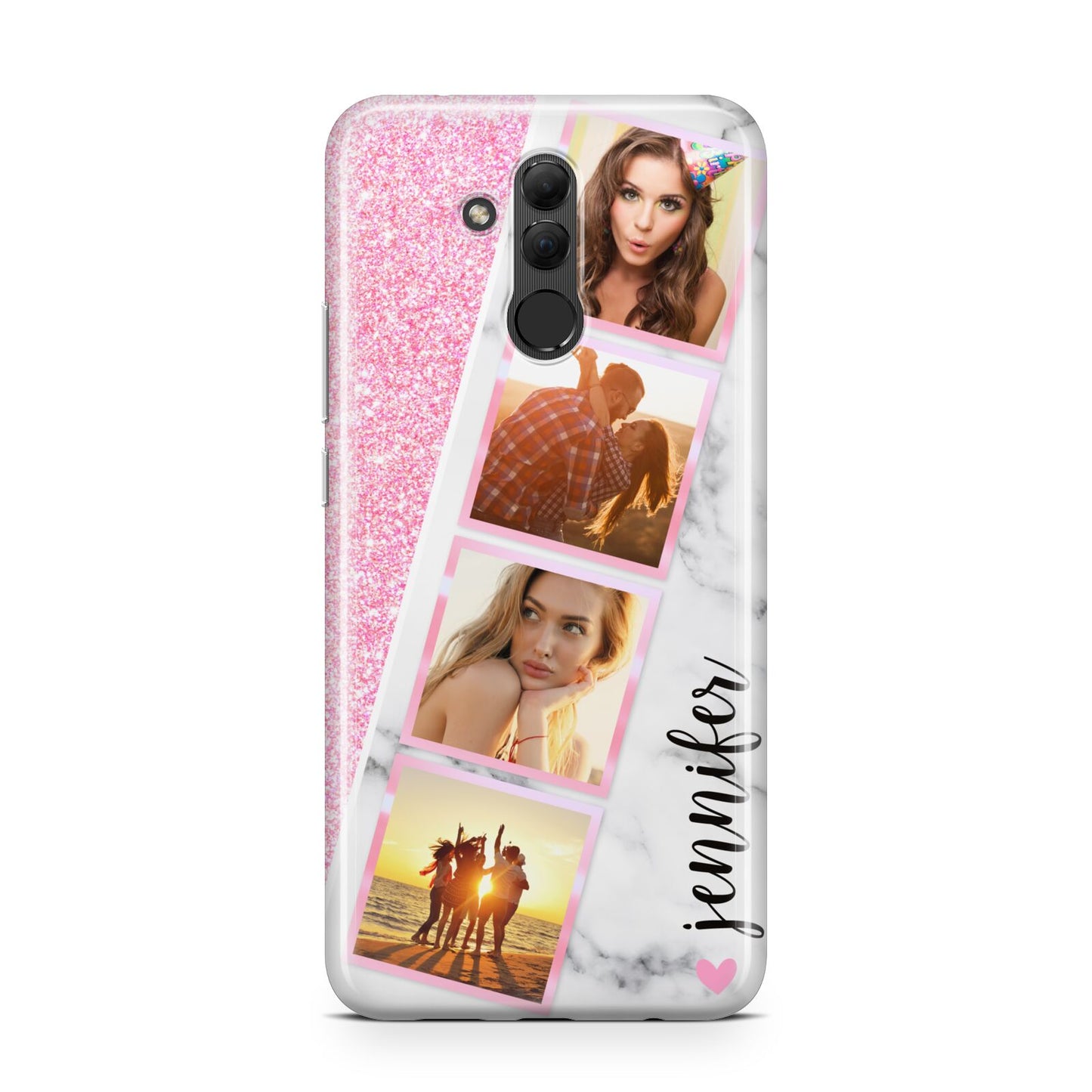 Personalised Pink Marble Photo Strip Huawei Mate 20 Lite