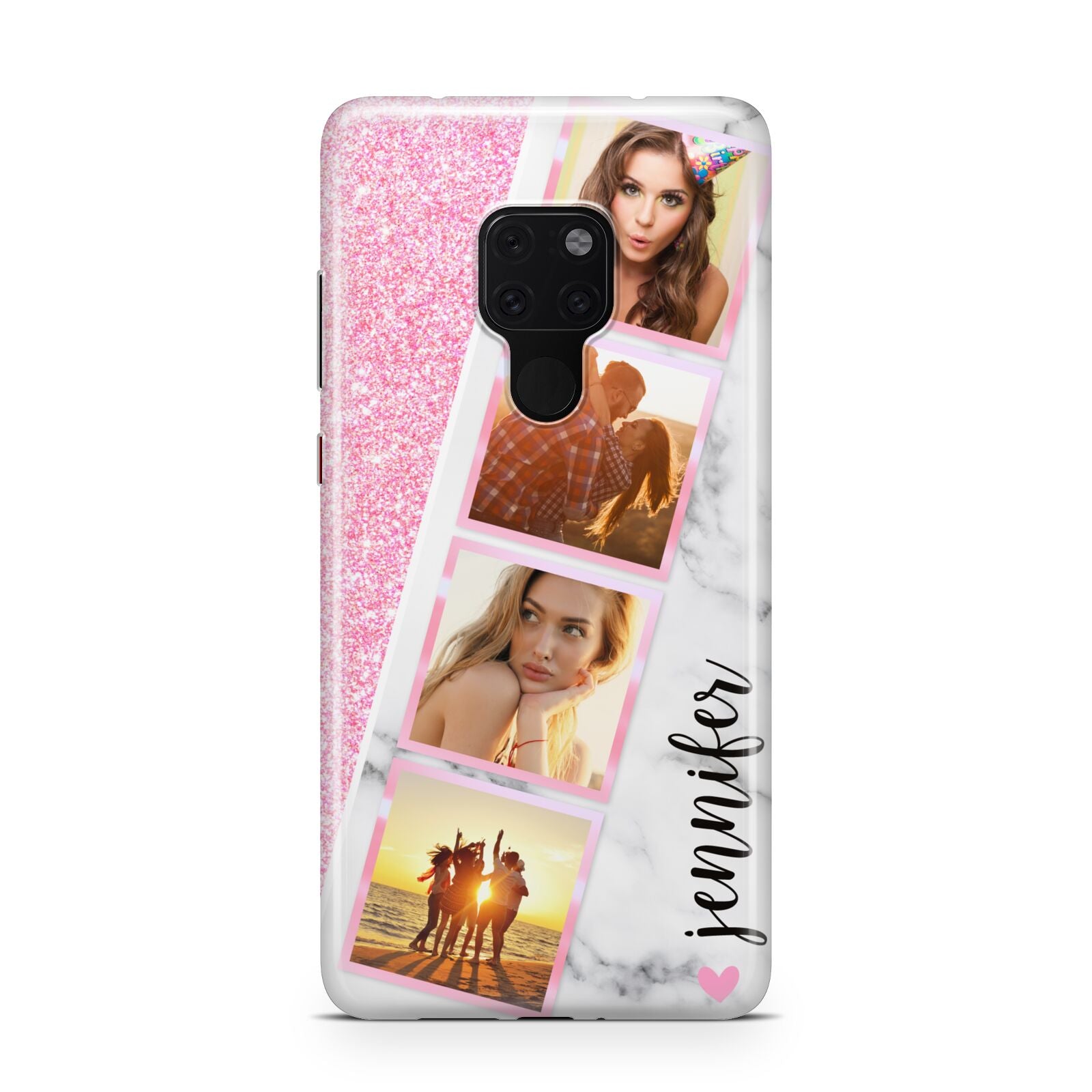 Personalised Pink Marble Photo Strip Huawei Mate 20 Phone Case