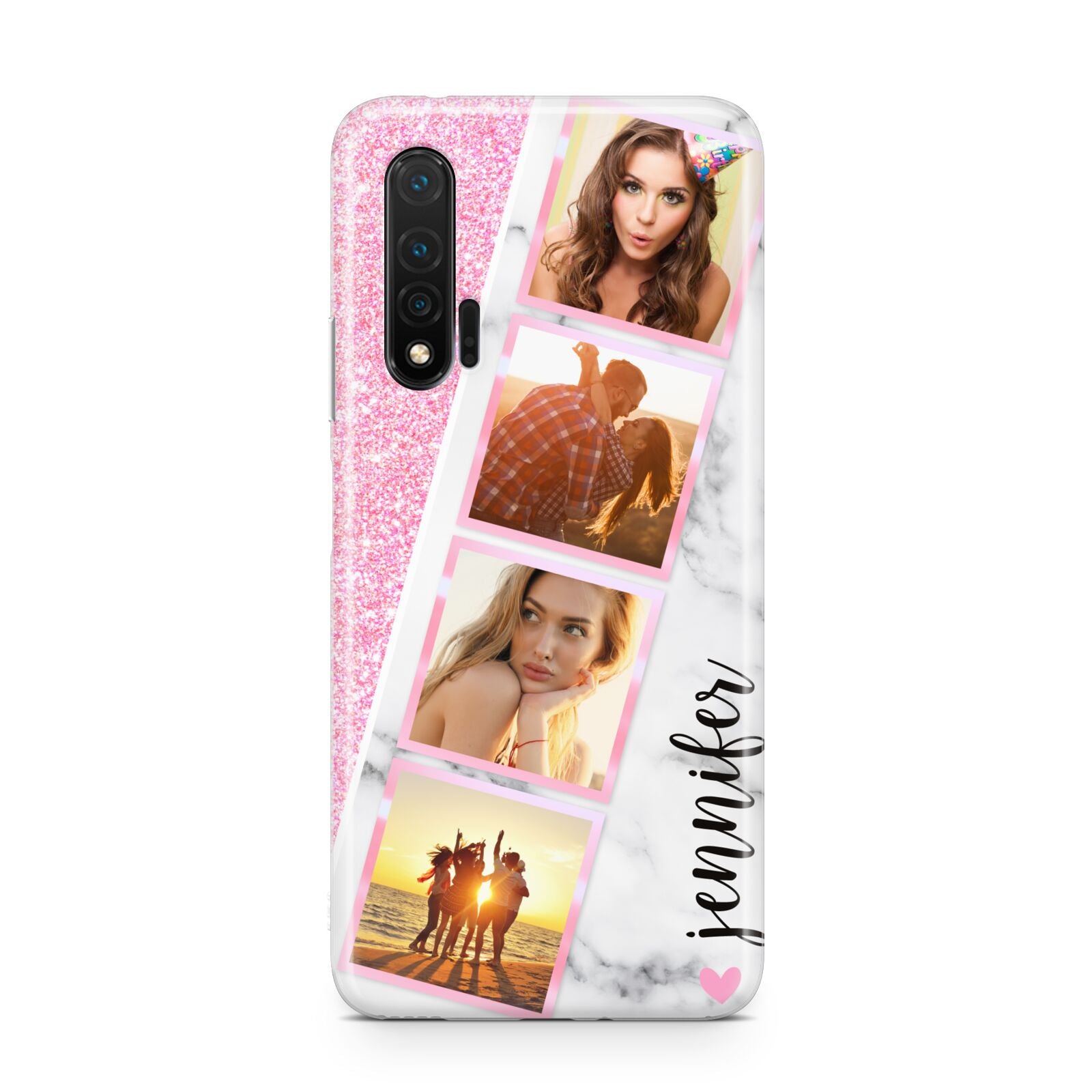 Personalised Pink Marble Photo Strip Huawei Nova 6 Phone Case