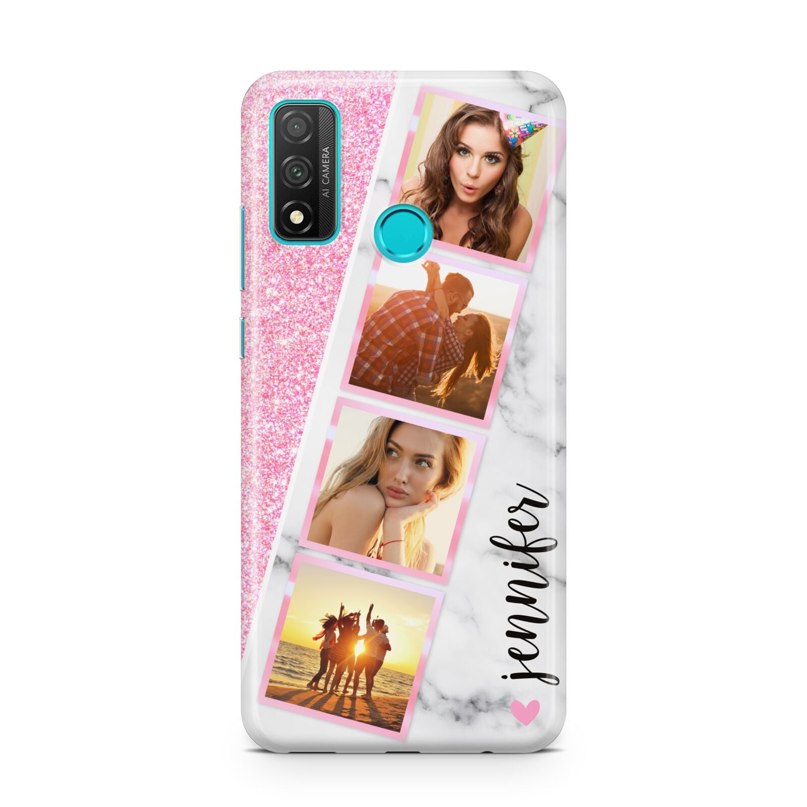 Personalised Pink Marble Photo Strip Huawei P Smart 2020