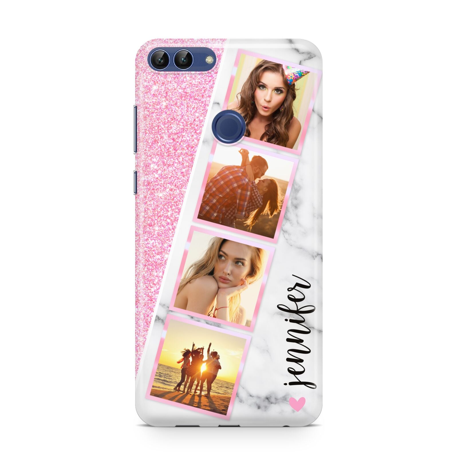 Personalised Pink Marble Photo Strip Huawei P Smart Case