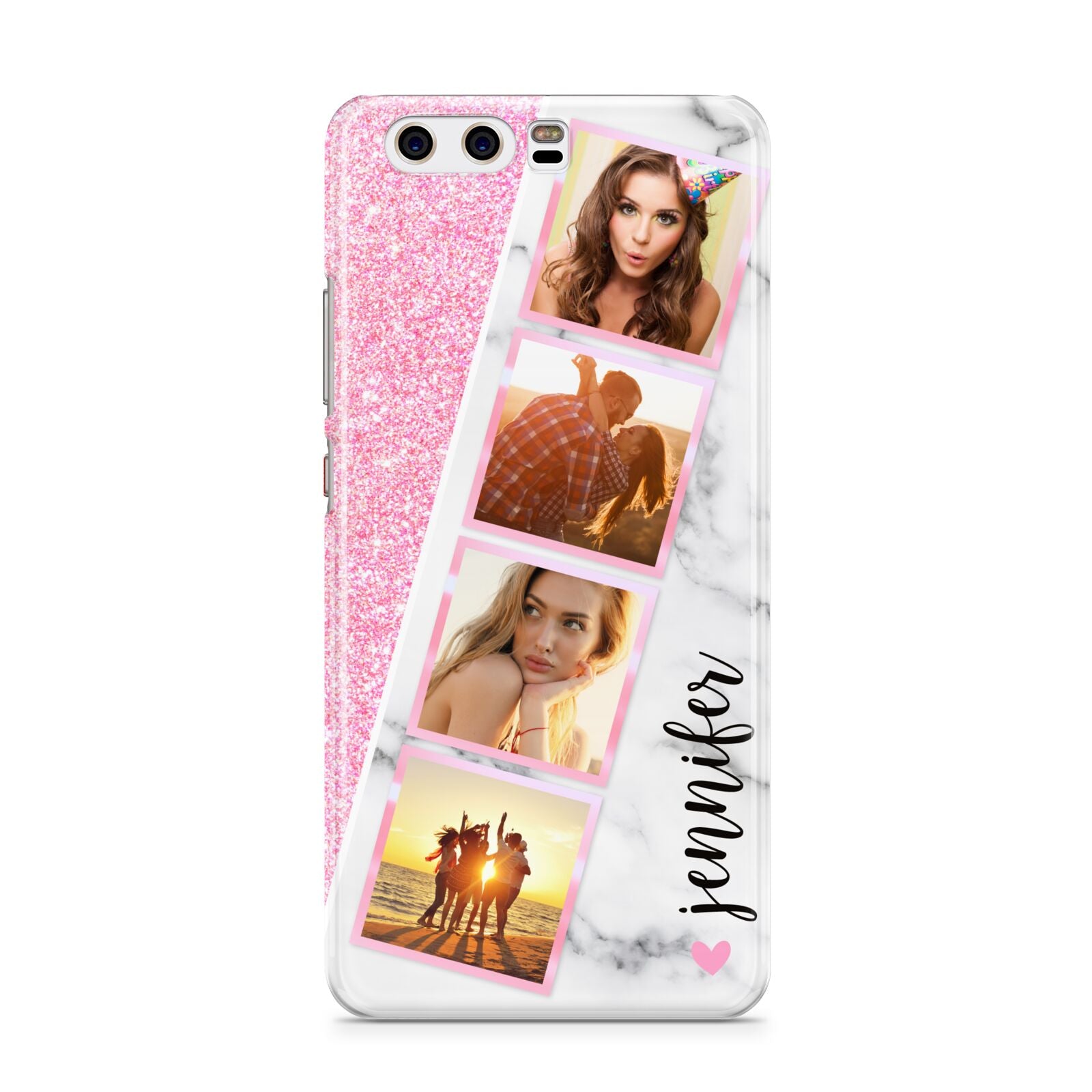 Personalised Pink Marble Photo Strip Huawei P10 Phone Case