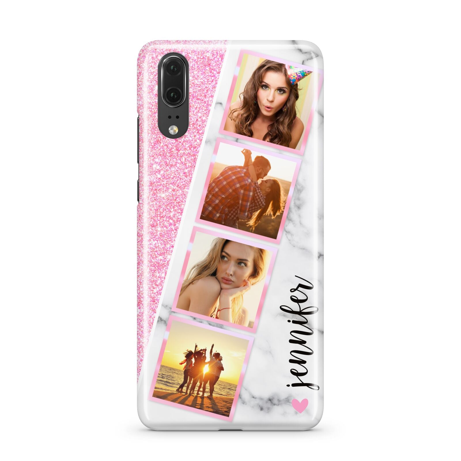 Personalised Pink Marble Photo Strip Huawei P20 Phone Case