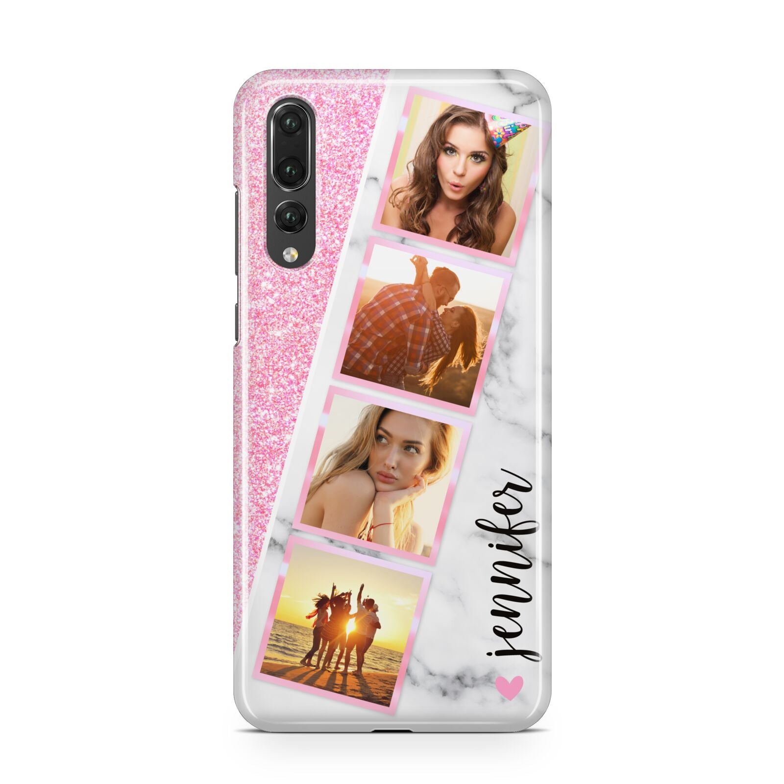 Personalised Pink Marble Photo Strip Huawei P20 Pro Phone Case