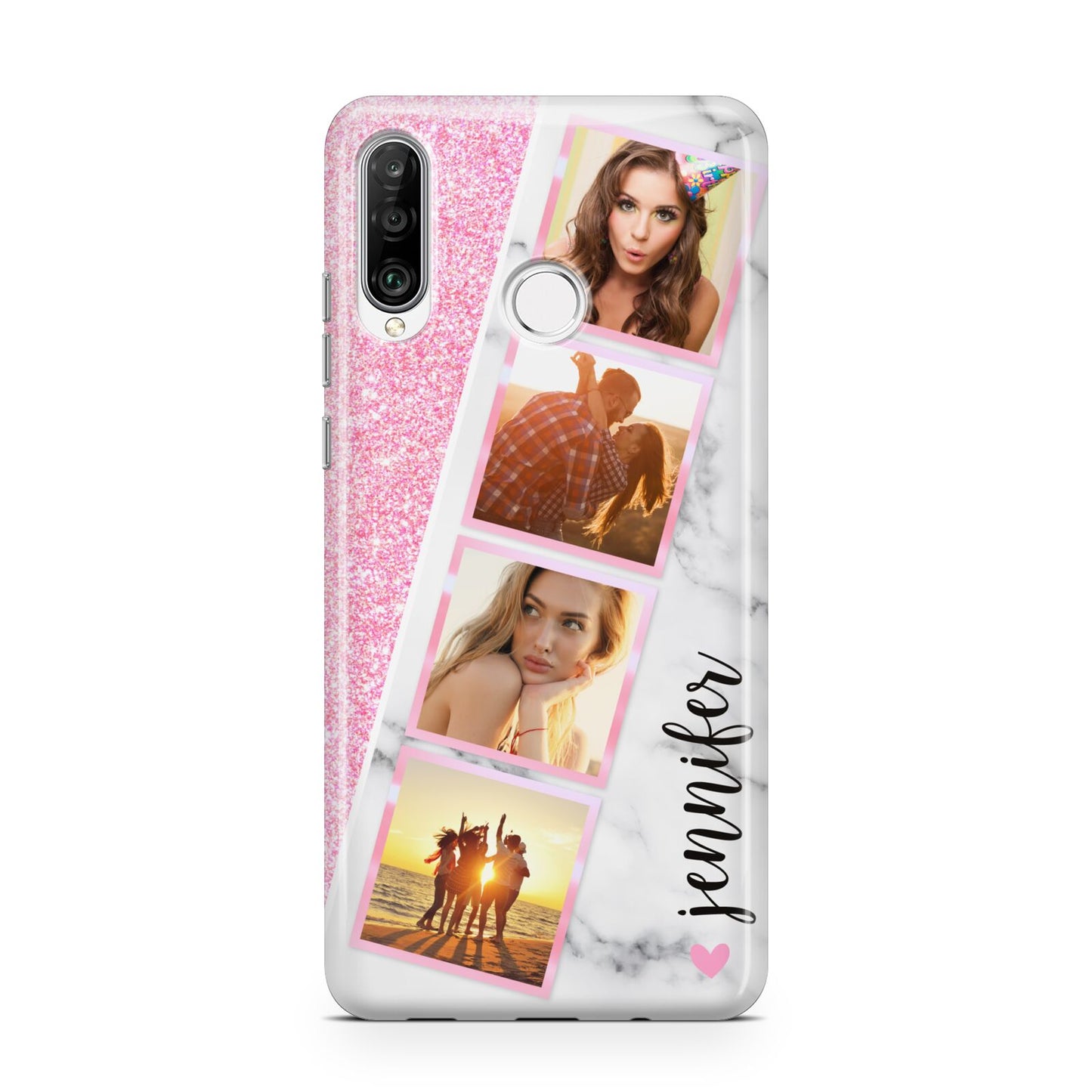Personalised Pink Marble Photo Strip Huawei P30 Lite Phone Case