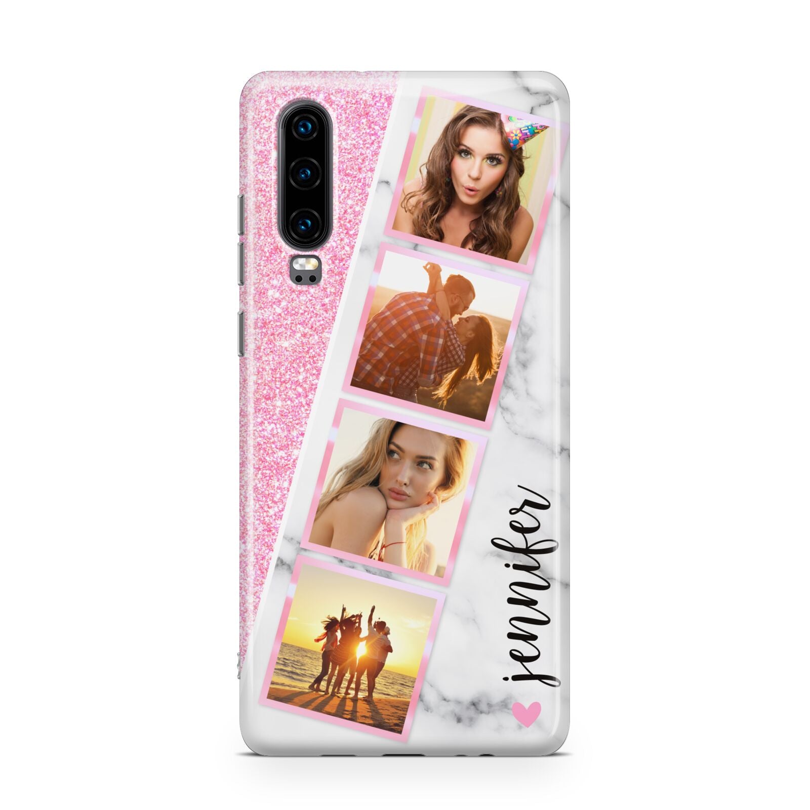 Personalised Pink Marble Photo Strip Huawei P30 Phone Case