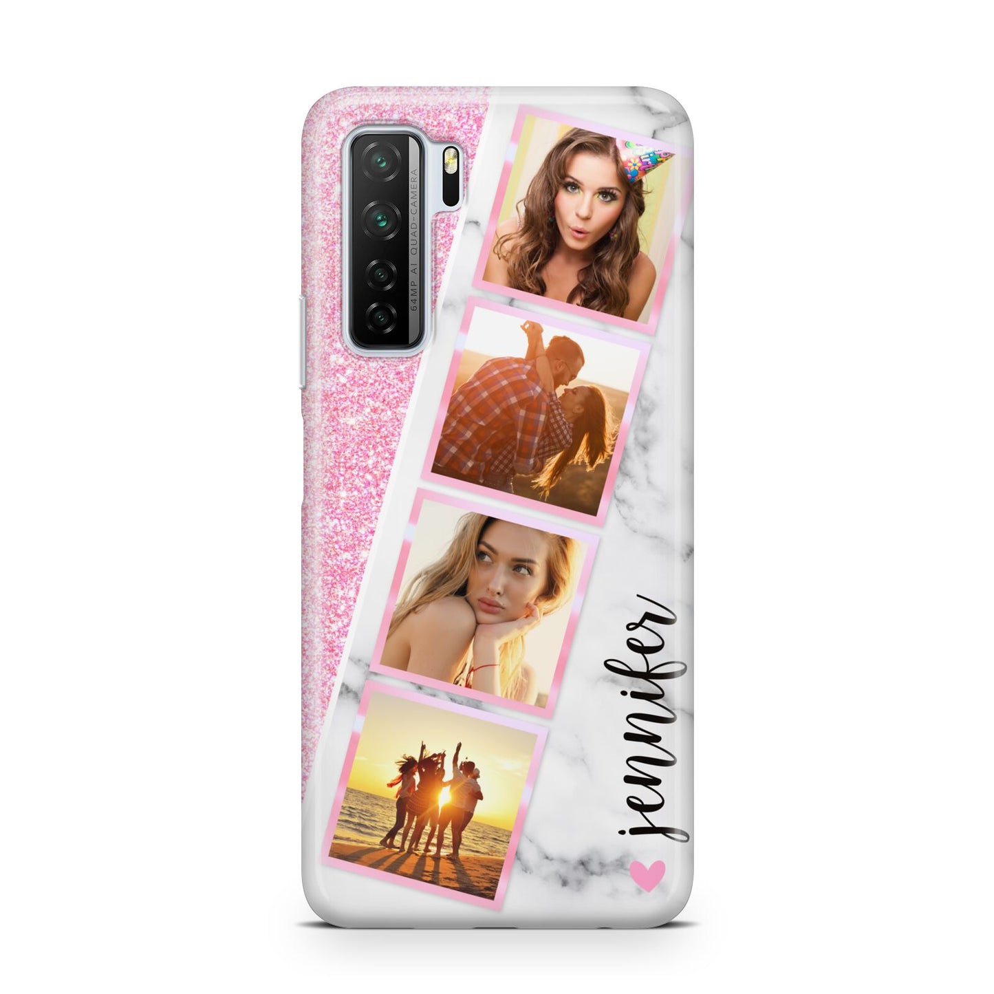 Personalised Pink Marble Photo Strip Huawei P40 Lite 5G Phone Case
