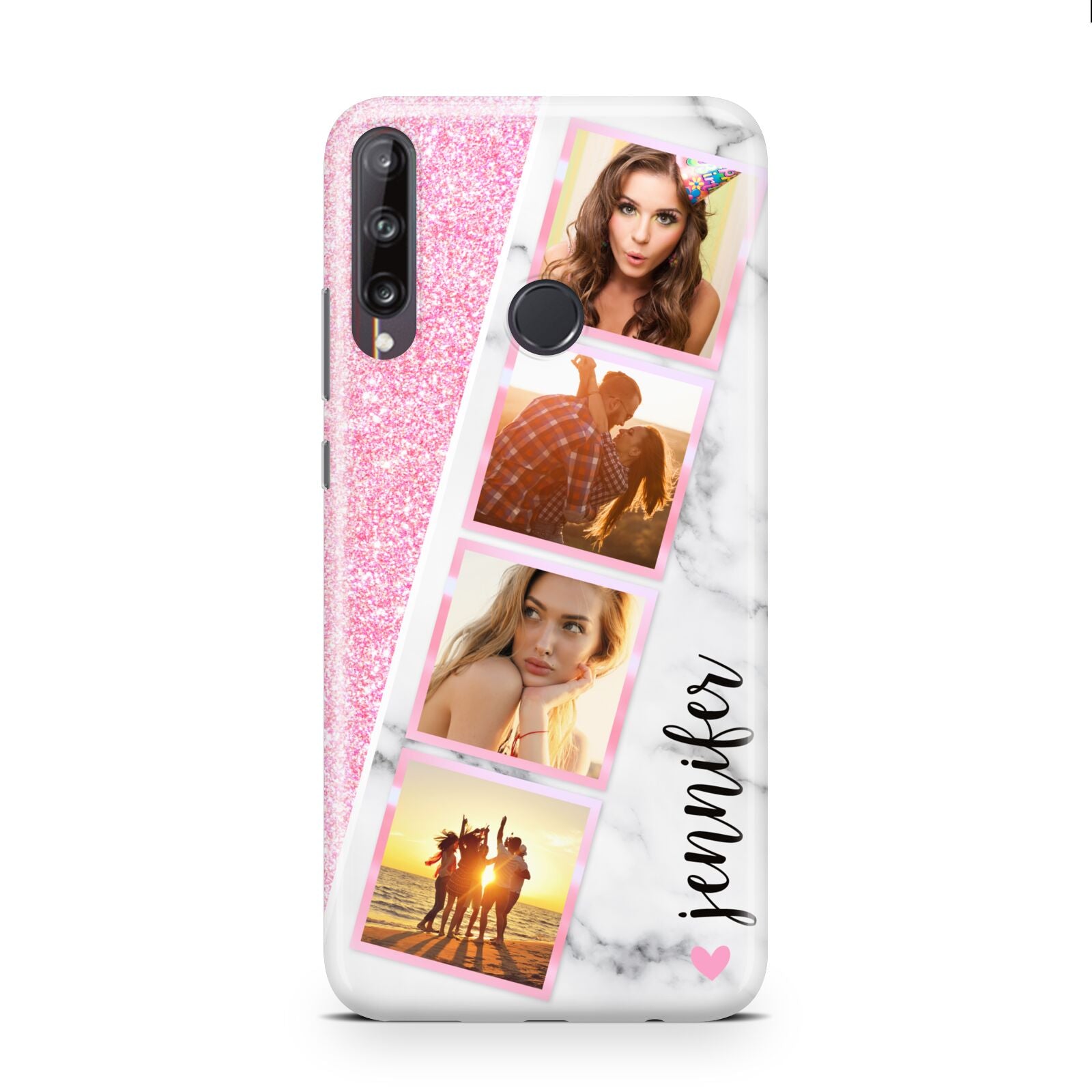 Personalised Pink Marble Photo Strip Huawei P40 Lite E Phone Case