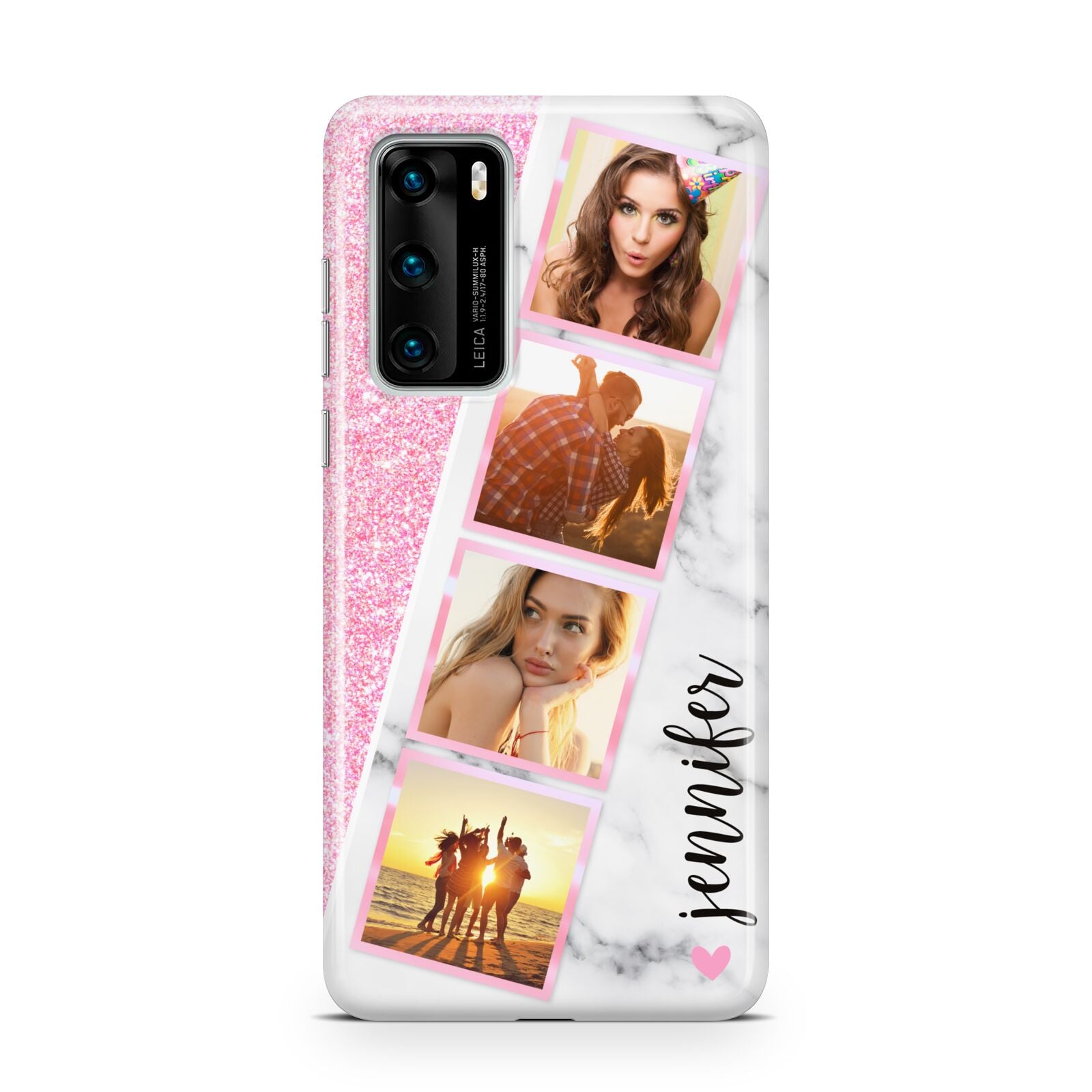 Personalised Pink Marble Photo Strip Huawei P40 Phone Case