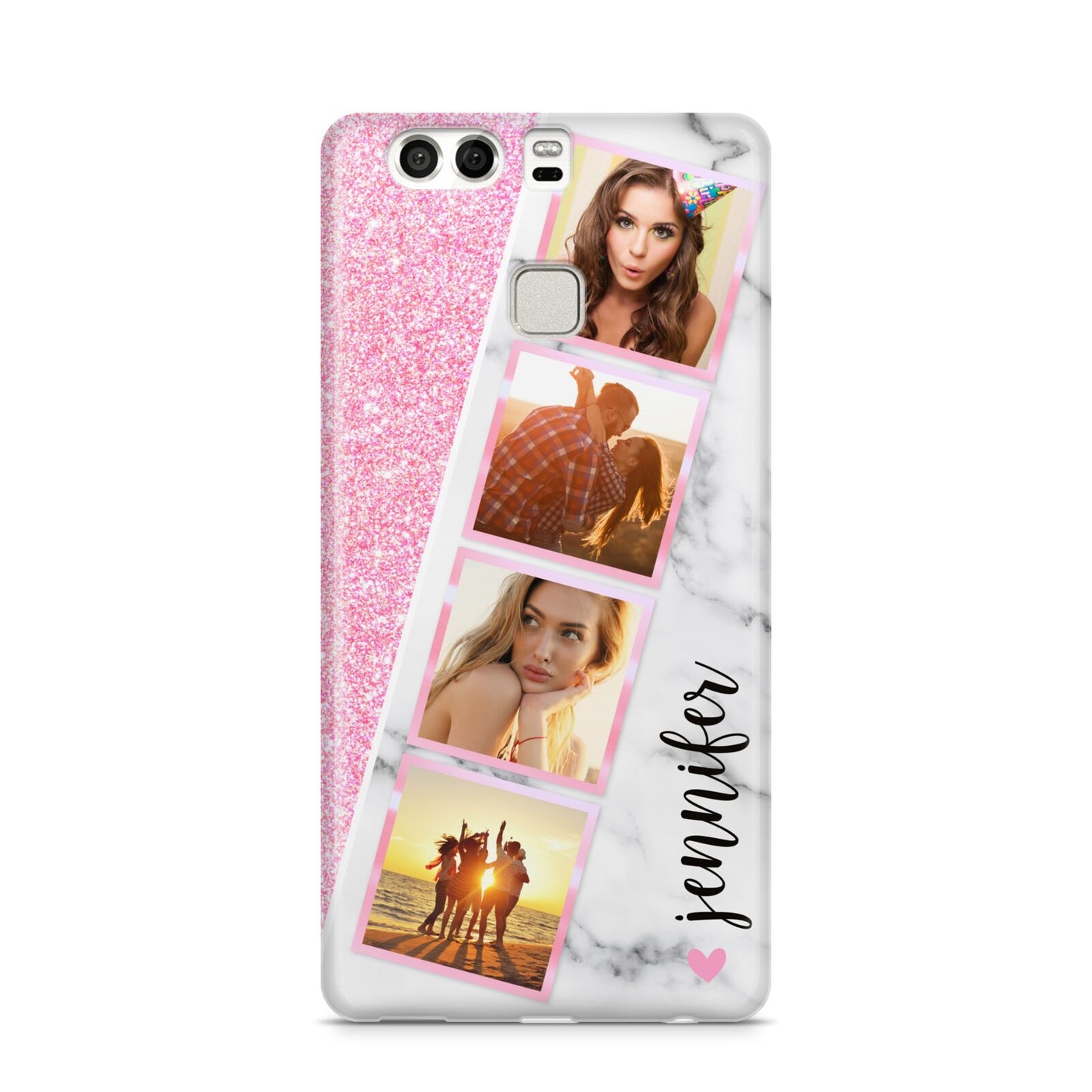 Personalised Pink Marble Photo Strip Huawei P9 Case