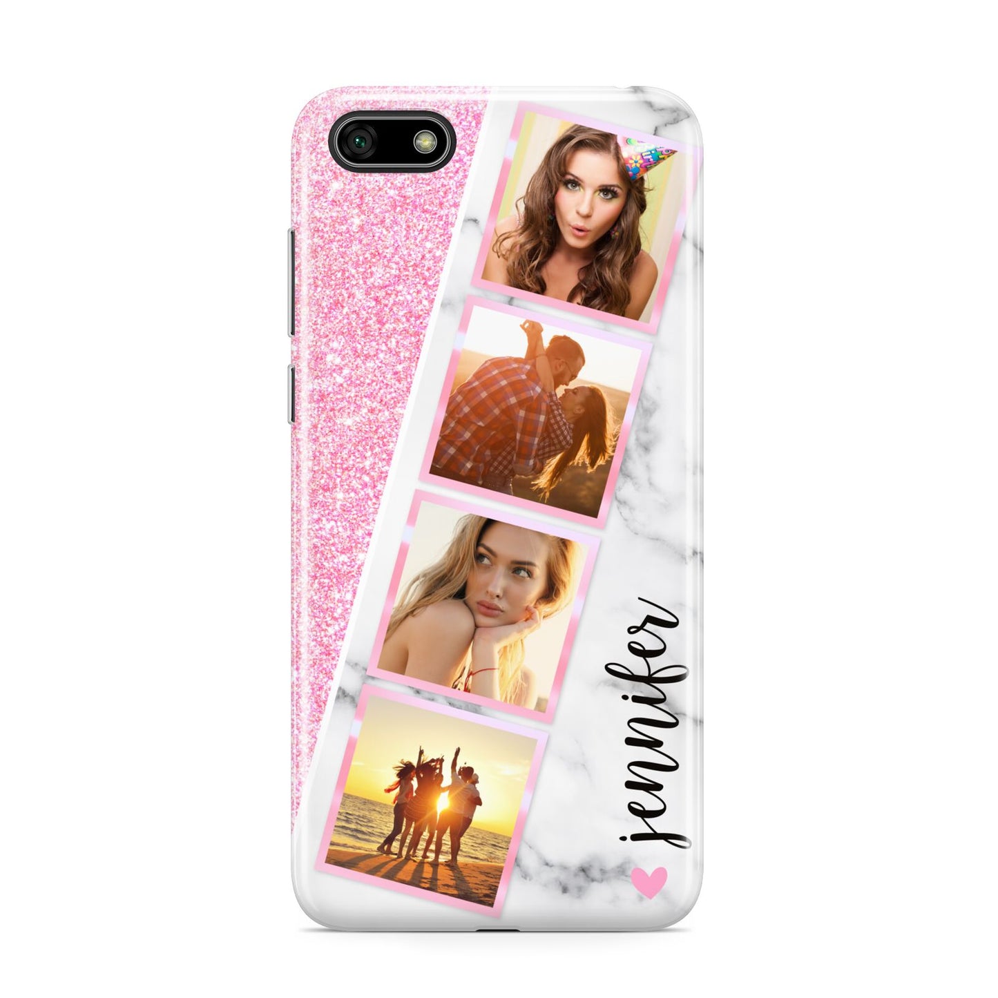 Personalised Pink Marble Photo Strip Huawei Y5 Prime 2018 Phone Case