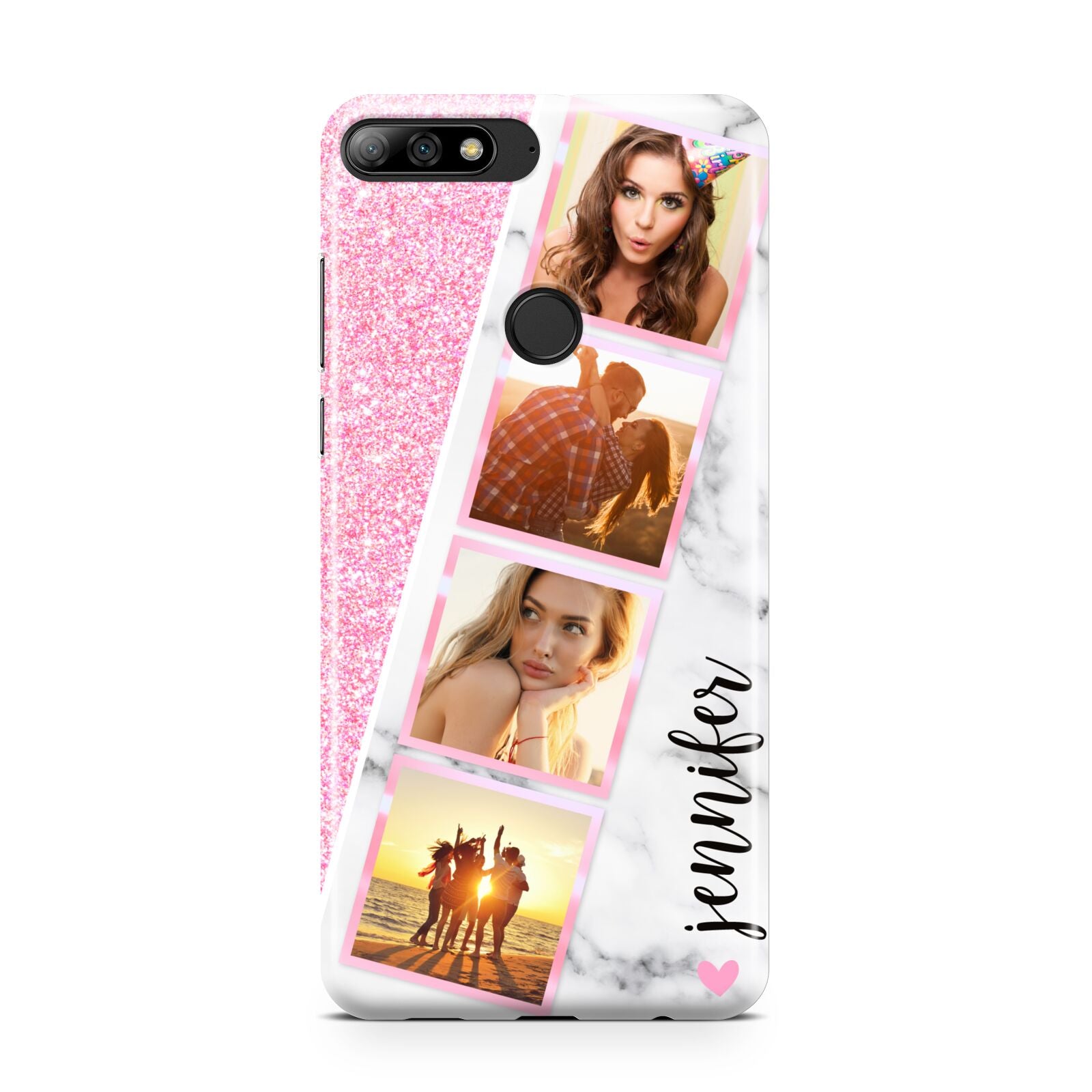 Personalised Pink Marble Photo Strip Huawei Y7 2018