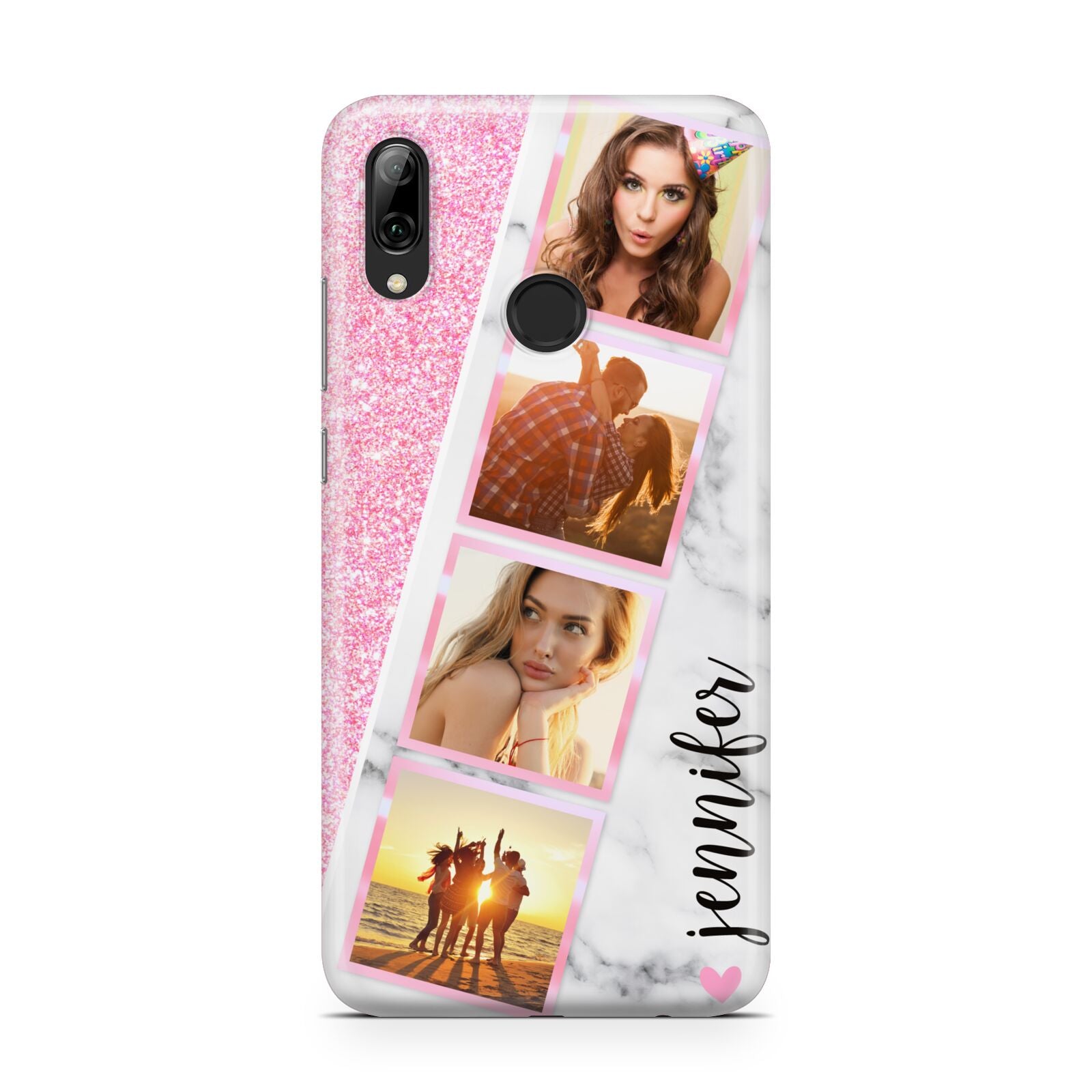 Personalised Pink Marble Photo Strip Huawei Y7 2019