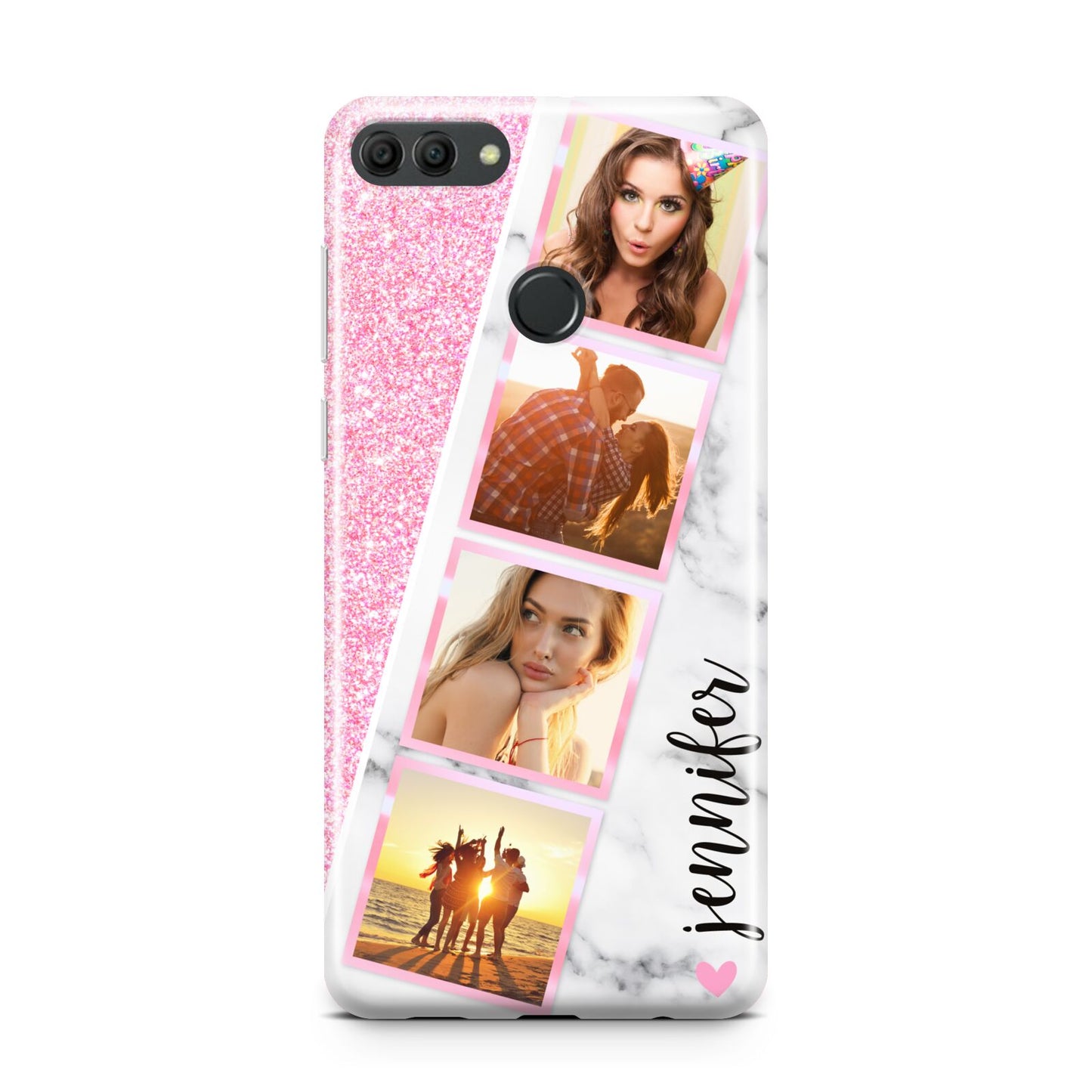 Personalised Pink Marble Photo Strip Huawei Y9 2018