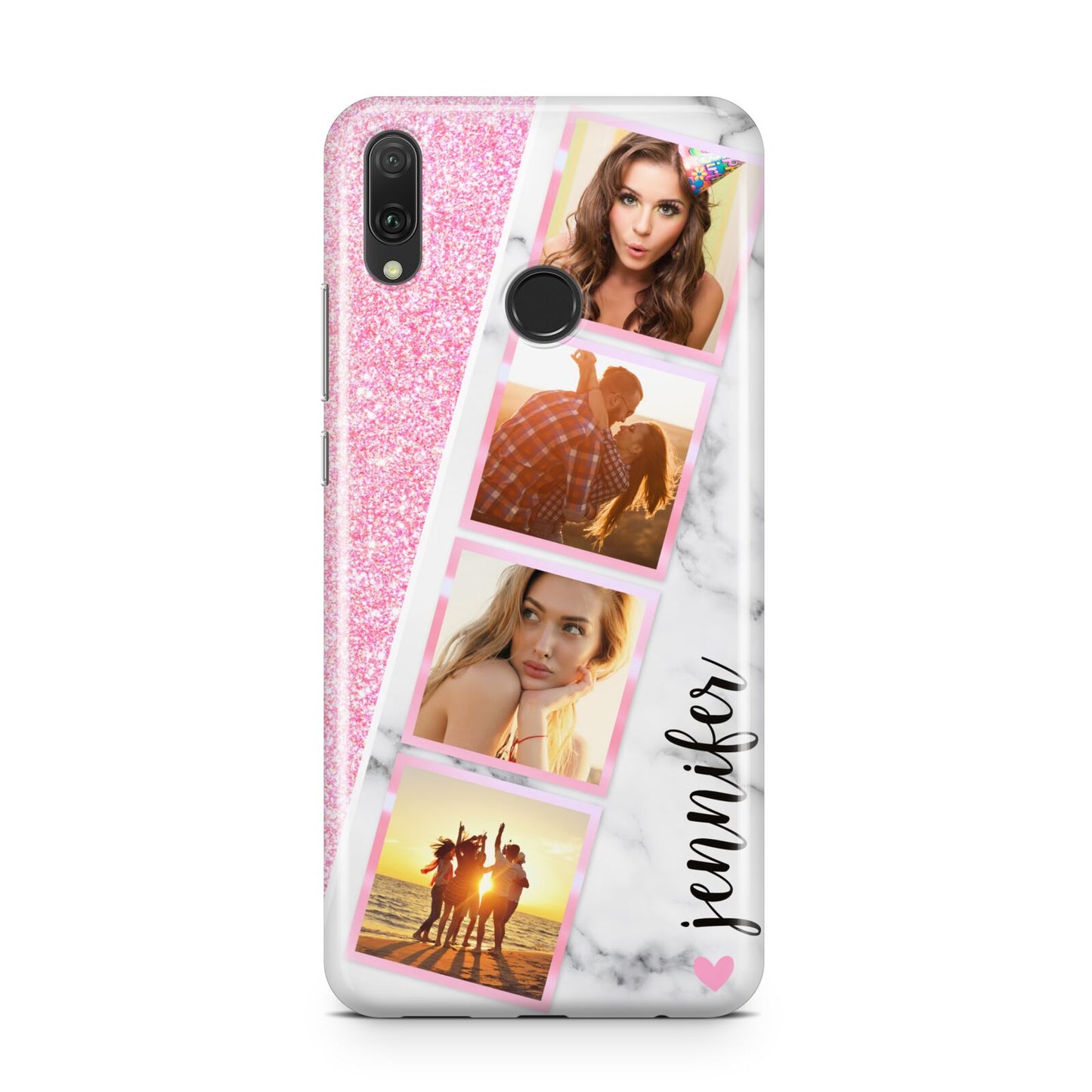 Personalised Pink Marble Photo Strip Huawei Y9 2019