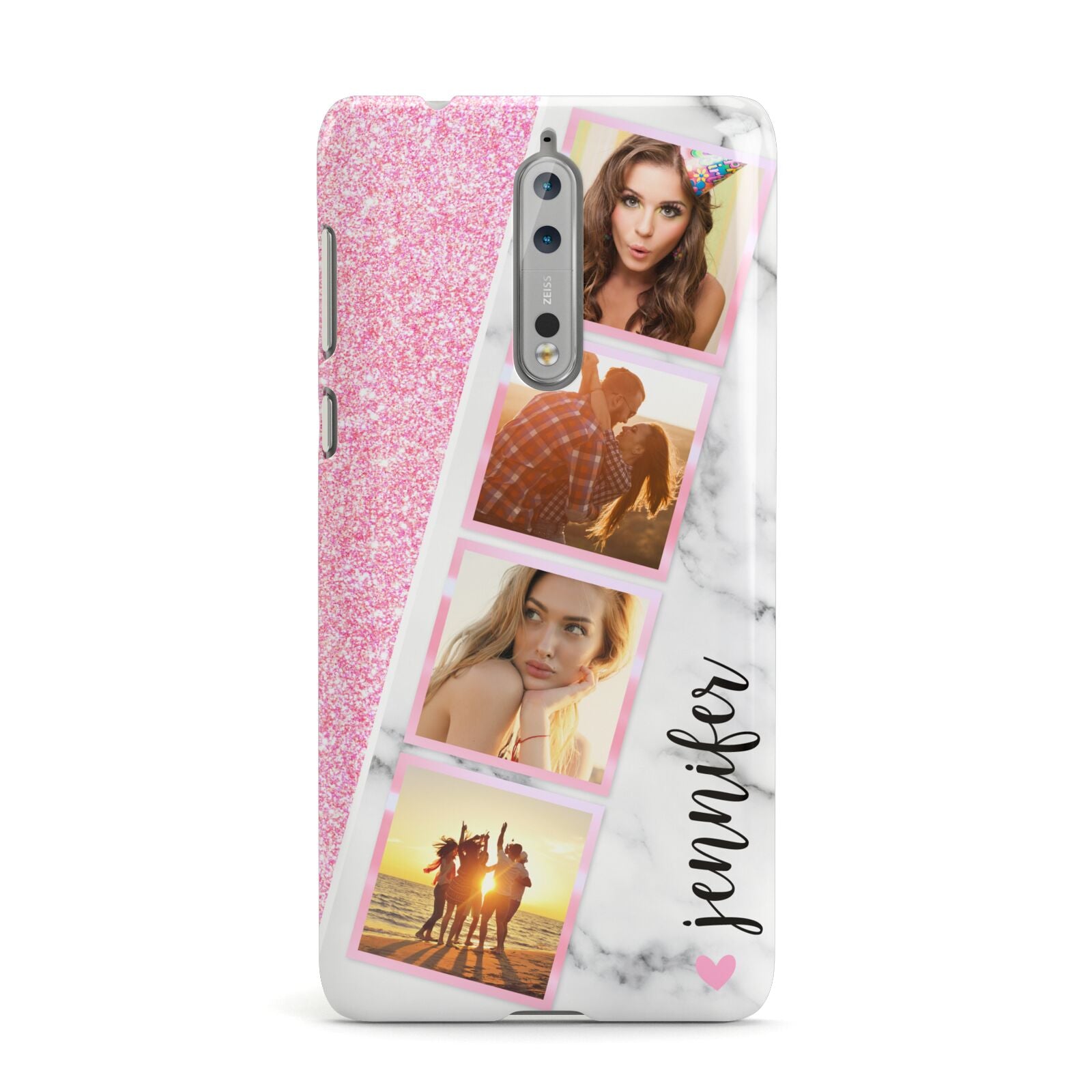 Personalised Pink Marble Photo Strip Nokia Case