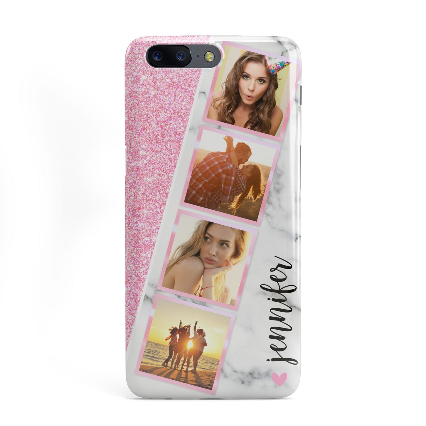 Personalised Pink Marble Photo Strip OnePlus Case