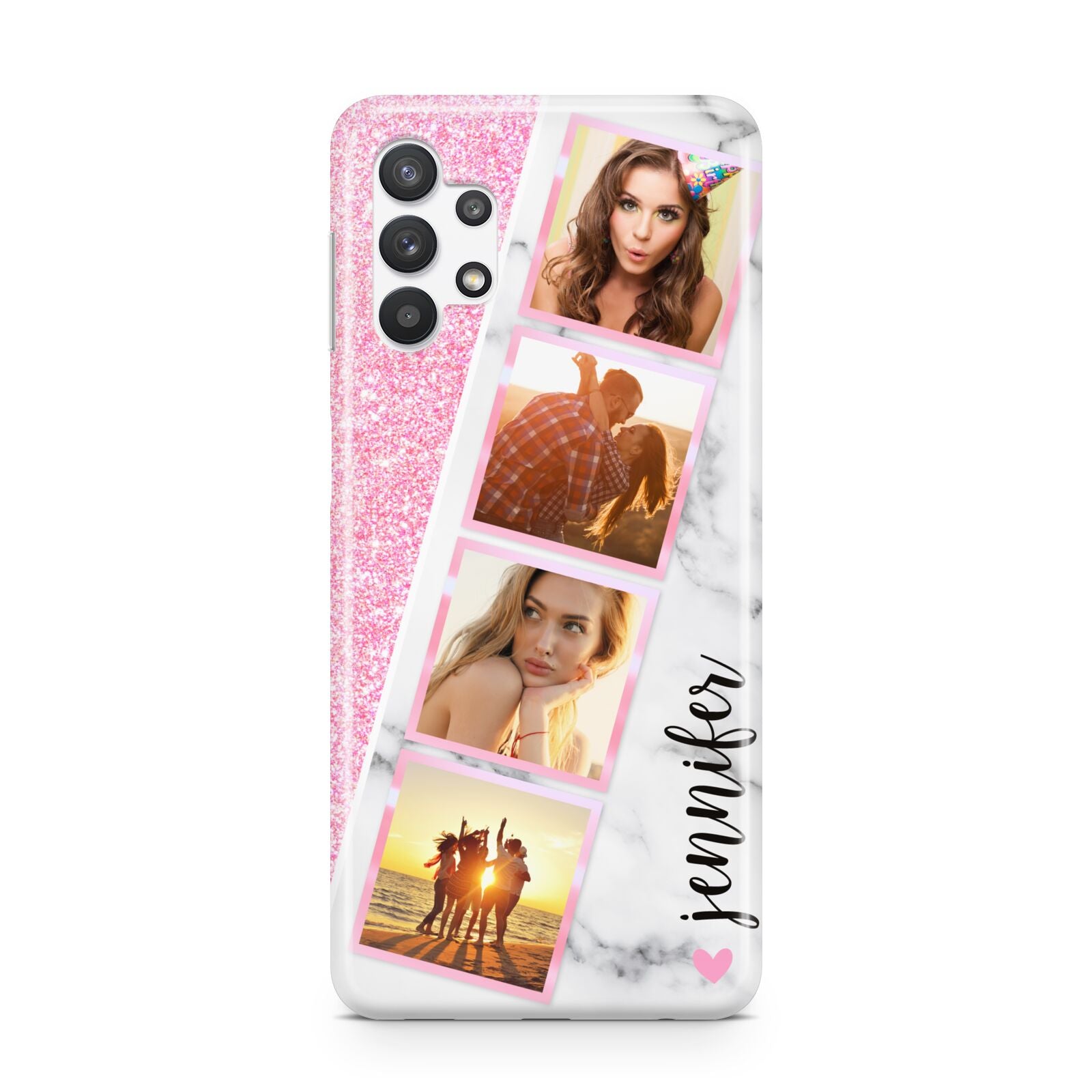 Personalised Pink Marble Photo Strip Samsung A32 5G Case