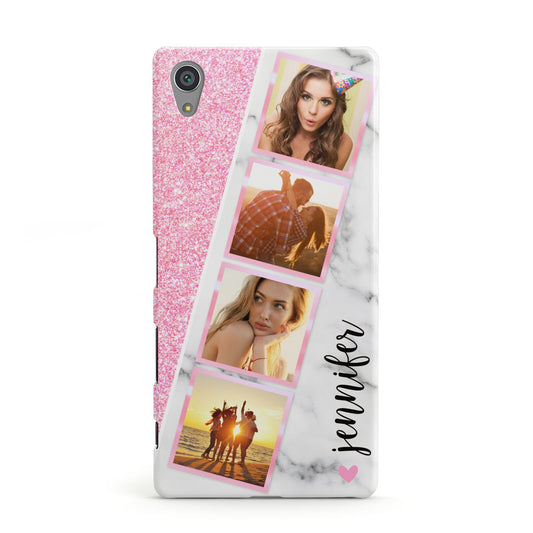 Personalised Pink Marble Photo Strip Sony Xperia Case