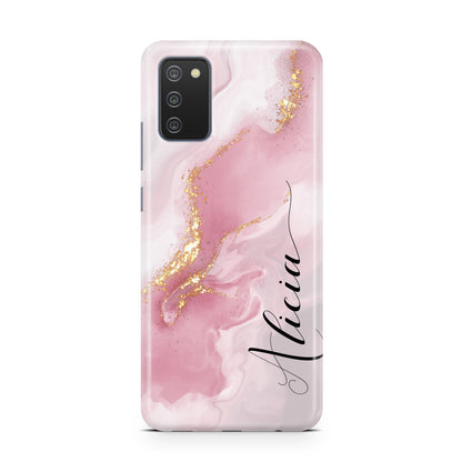 Personalised Pink Marble Samsung A02s Case