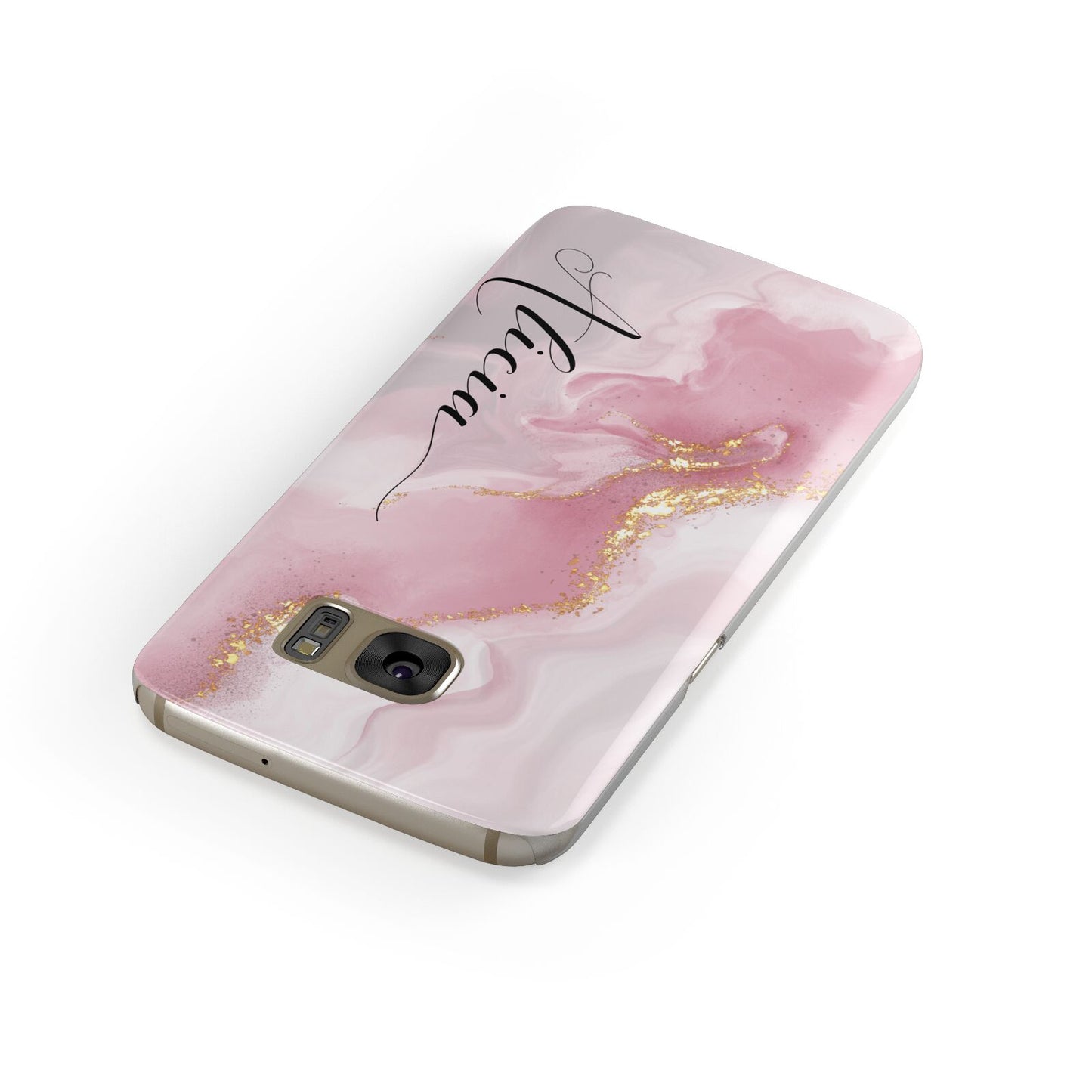 Personalised Pink Marble Samsung Galaxy Case Front Close Up