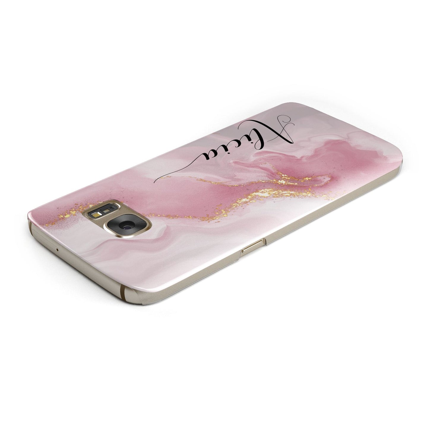 Personalised Pink Marble Samsung Galaxy Case Top Cutout