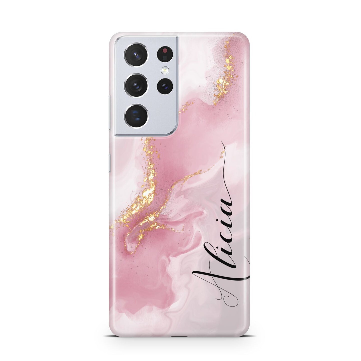 Personalised Pink Marble Samsung S21 Ultra Case