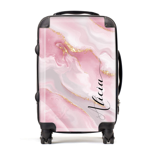 Personalised Pink Marble Suitcase