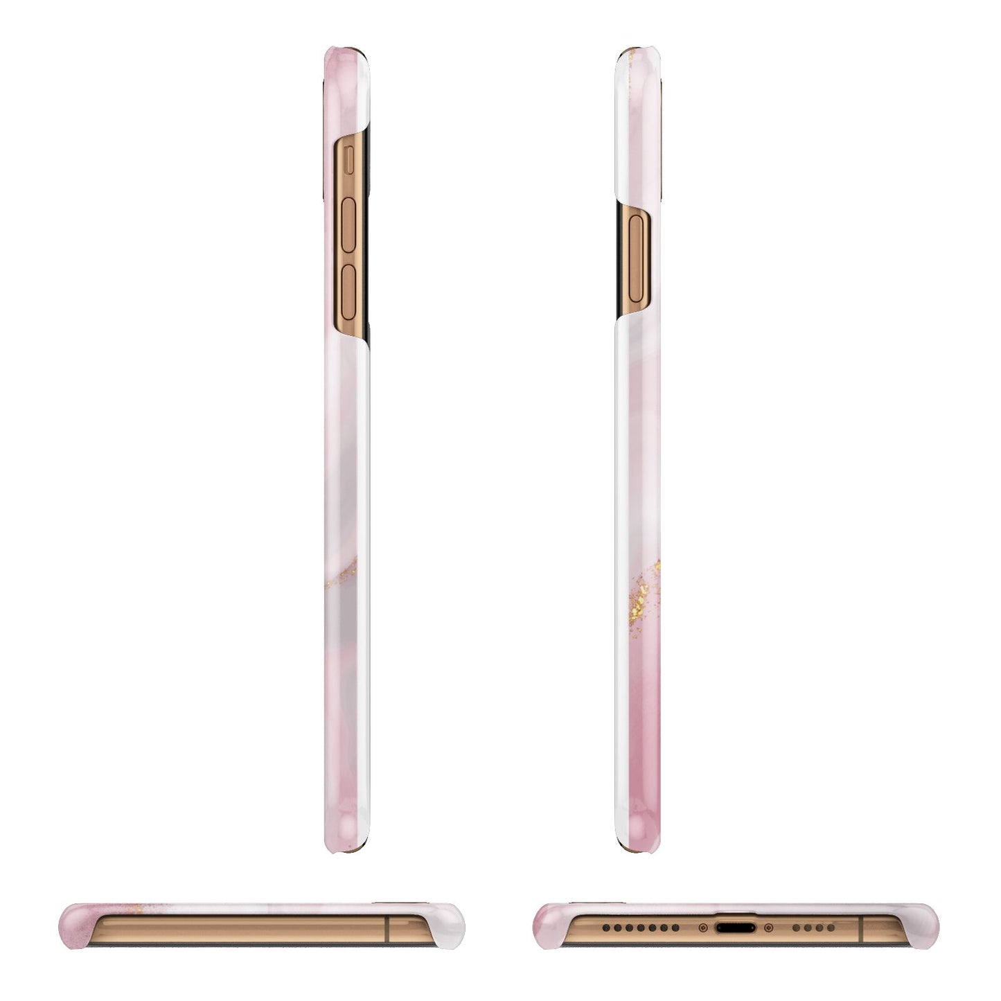 Personalised Pink Marble iPhone 11 Pro Max 3D Snap Case Angle Images