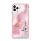 Personalised Pink Marble iPhone 11 Pro Max Impact Pink Edge Case