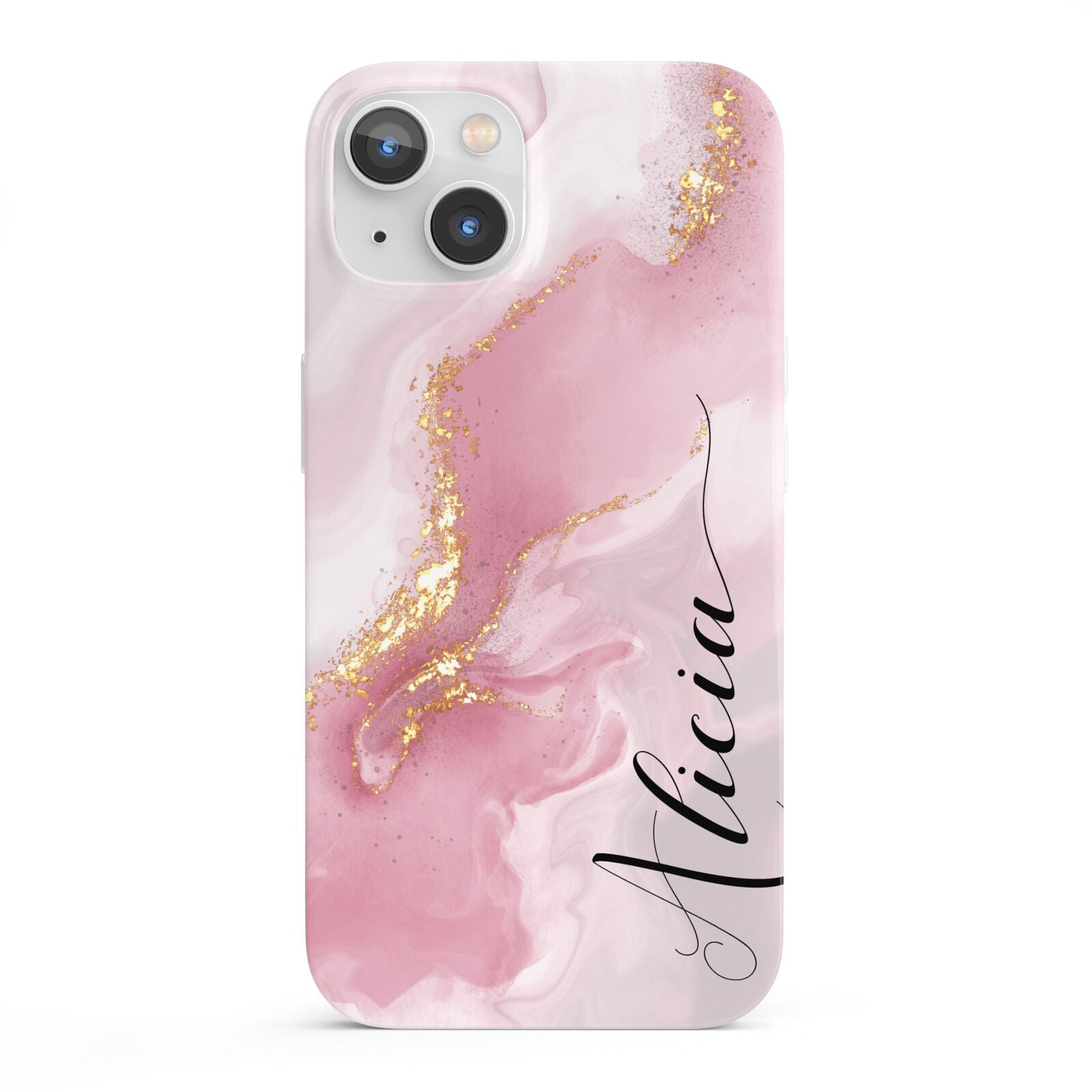 Personalised Pink Marble iPhone 13 Full Wrap 3D Snap Case