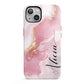 Personalised Pink Marble iPhone 13 Full Wrap 3D Tough Case