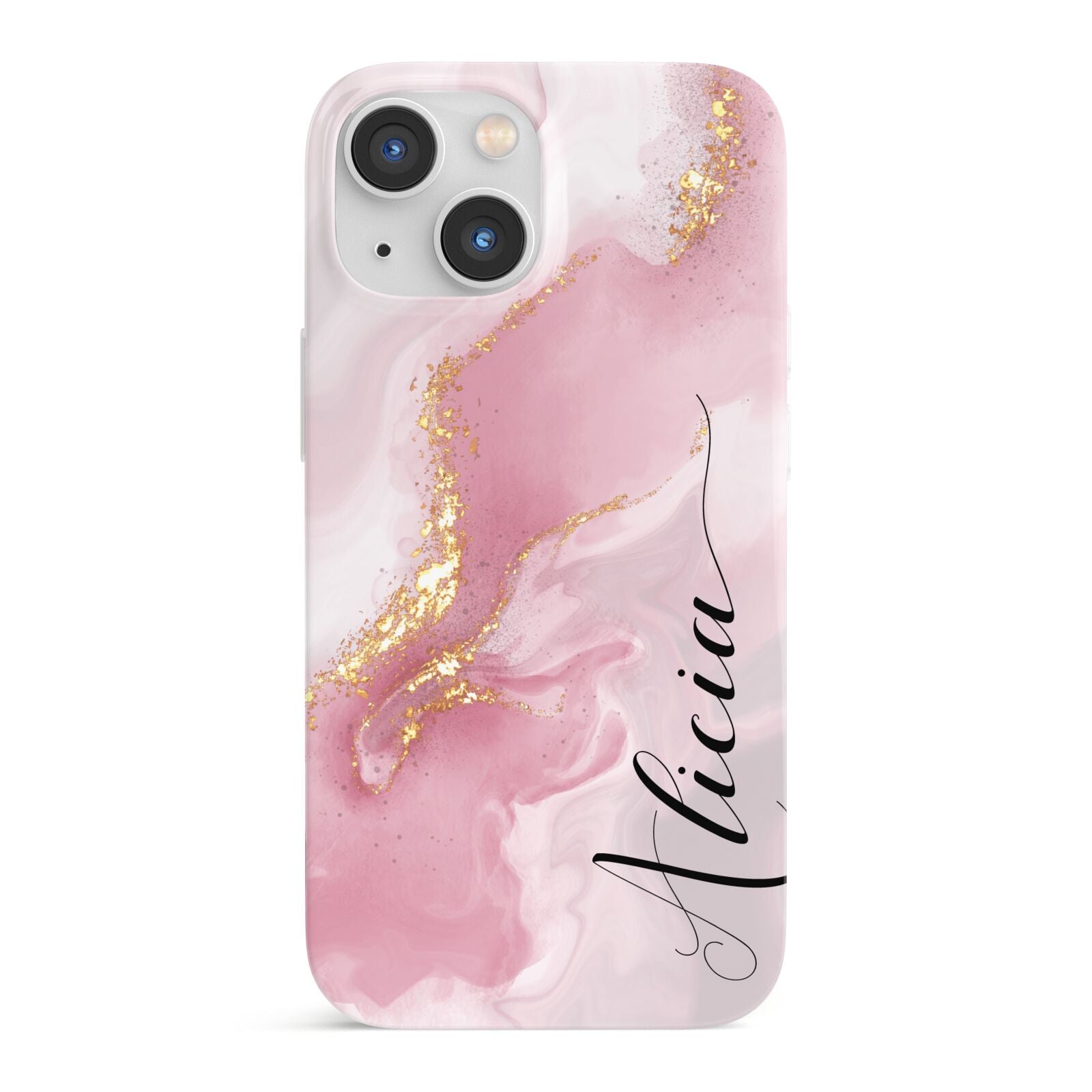 Personalised Pink Marble iPhone 13 Mini Full Wrap 3D Snap Case