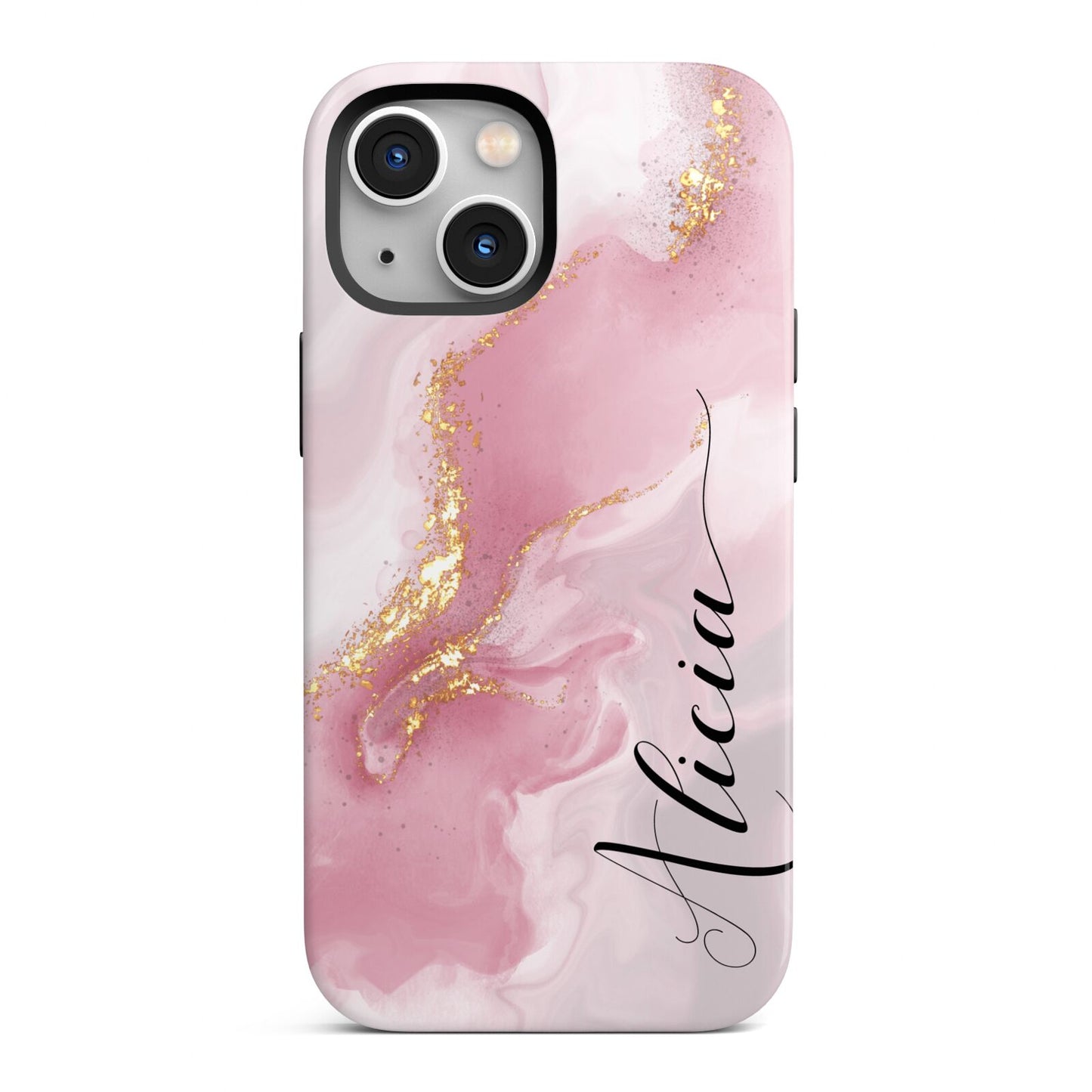 Personalised Pink Marble iPhone 13 Mini Full Wrap 3D Tough Case