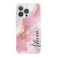 Personalised Pink Marble iPhone 13 Pro Full Wrap 3D Snap Case