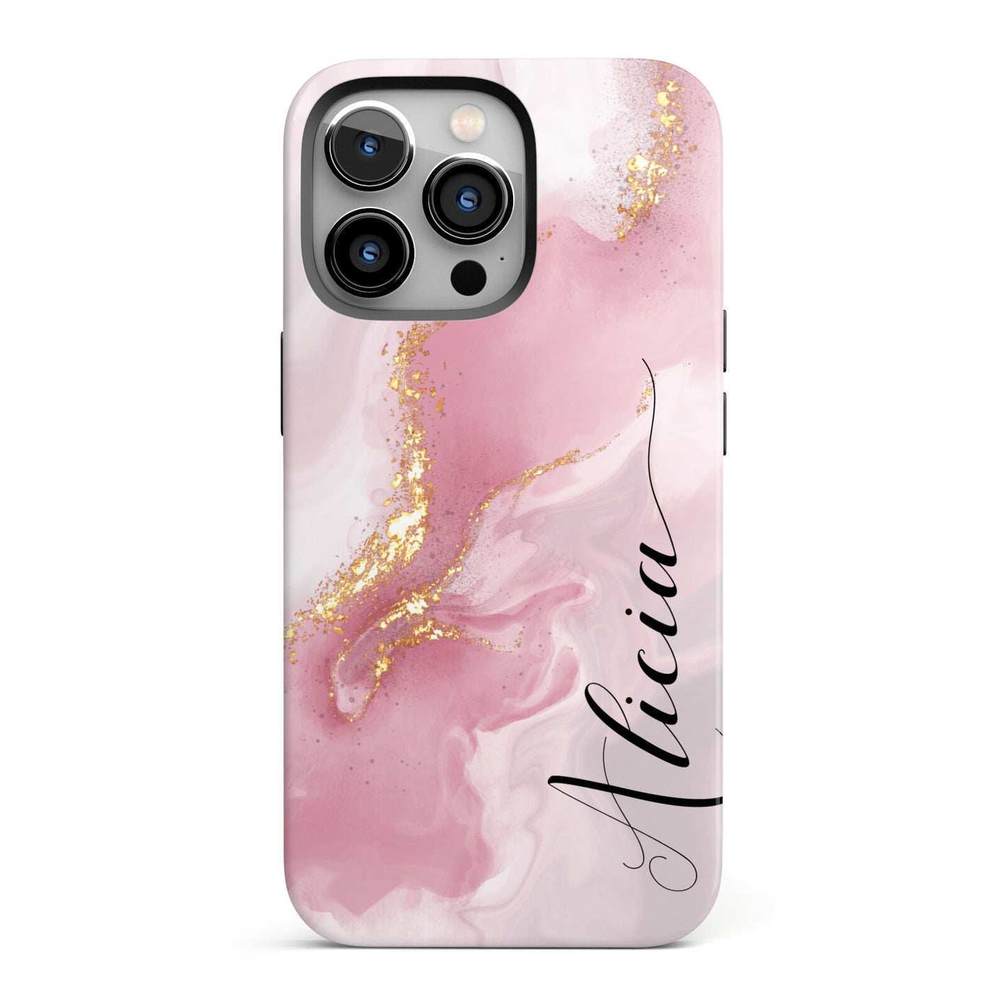 Personalised Pink Marble iPhone 13 Pro Full Wrap 3D Tough Case