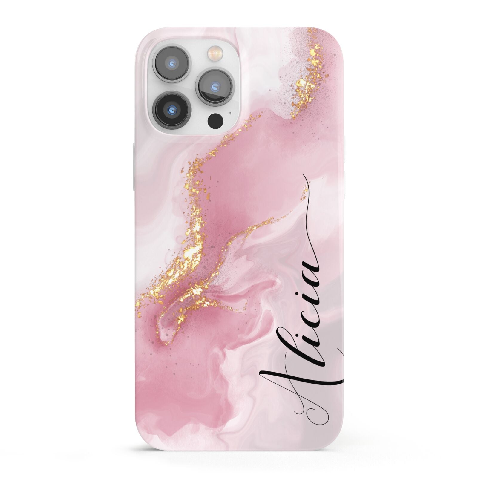 Personalised Pink Marble iPhone 13 Pro Max Full Wrap 3D Snap Case