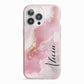 Personalised Pink Marble iPhone 13 Pro TPU Impact Case with Pink Edges