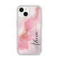 Personalised Pink Marble iPhone 14 Clear Tough Case Starlight