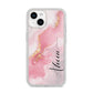 Personalised Pink Marble iPhone 14 Glitter Tough Case Starlight