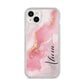 Personalised Pink Marble iPhone 14 Plus Clear Tough Case Starlight