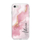 Personalised Pink Marble iPhone 8 Bumper Case on Silver iPhone