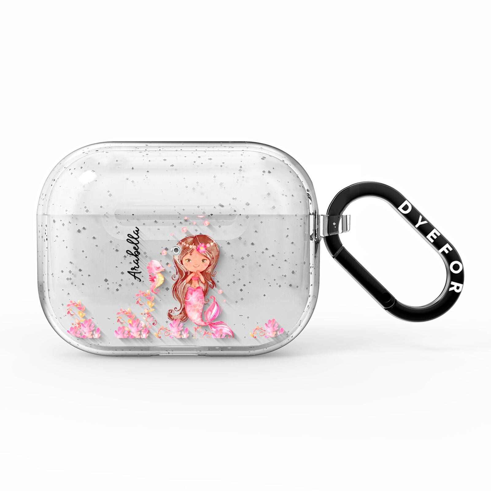 Personalised Pink Mermaid AirPods Pro Glitter Case